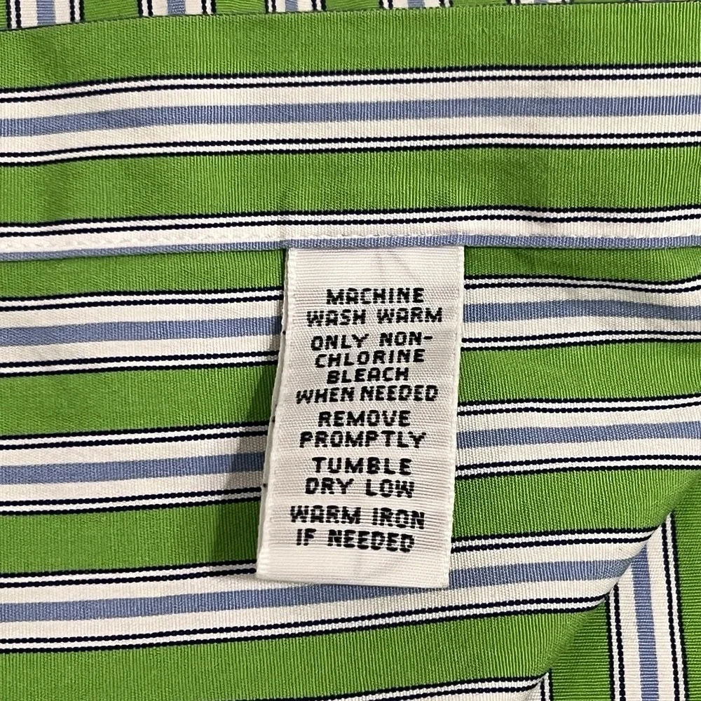 Polo Ralph Lauren Classic Oxford Long Sleeve Green Striped Shirt Men 16 34/35